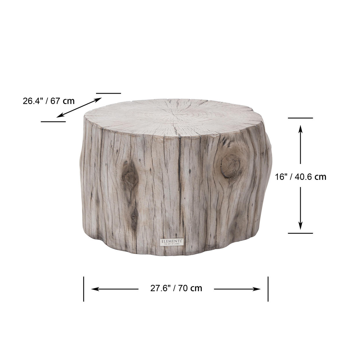 COUCHTISCH DAINTREE aus GF-Beton, Wetterbeständig, 70x67x41 cm - Grau, Naturmaterialien (70/67/41cm) - Elementi