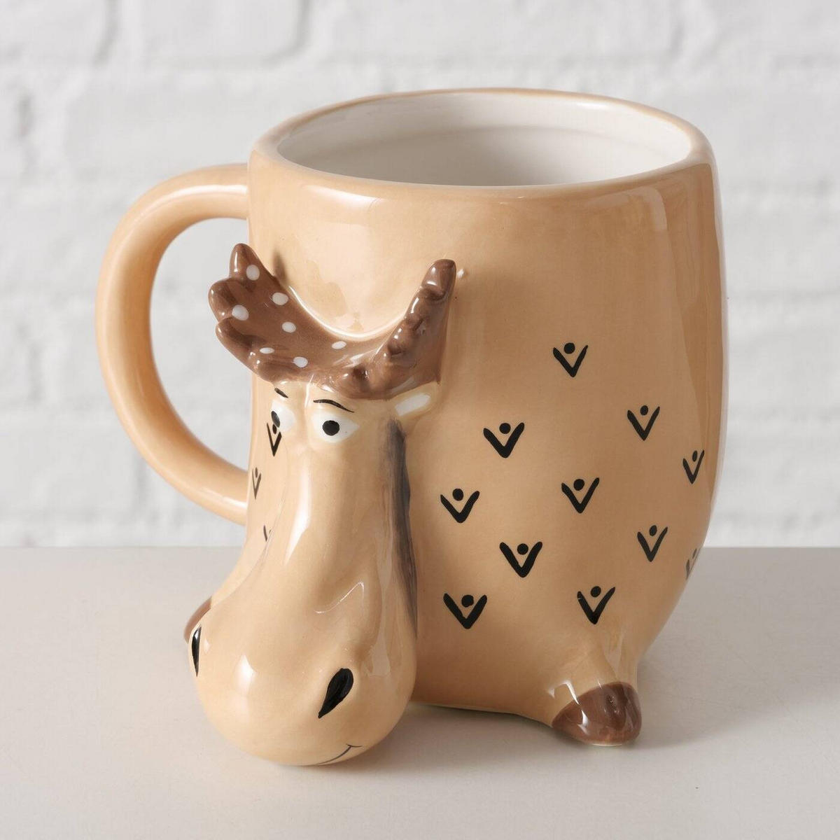 BECHER Elch Moosy 440 ml - Beige, Stein (440L) - Boltze Home