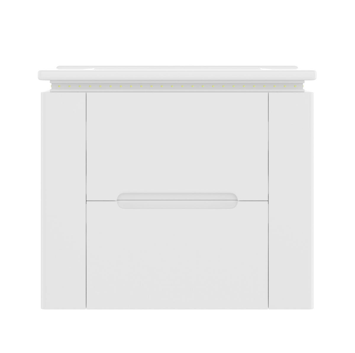 WANDMONTIERTER Badezimmerschrank 61x46x48.5cm in Weiß mit Radar-Sensor-LED & Keramikbecken - Weiß, Holzwerkstoff (61/48.5/46cm) - Modfu