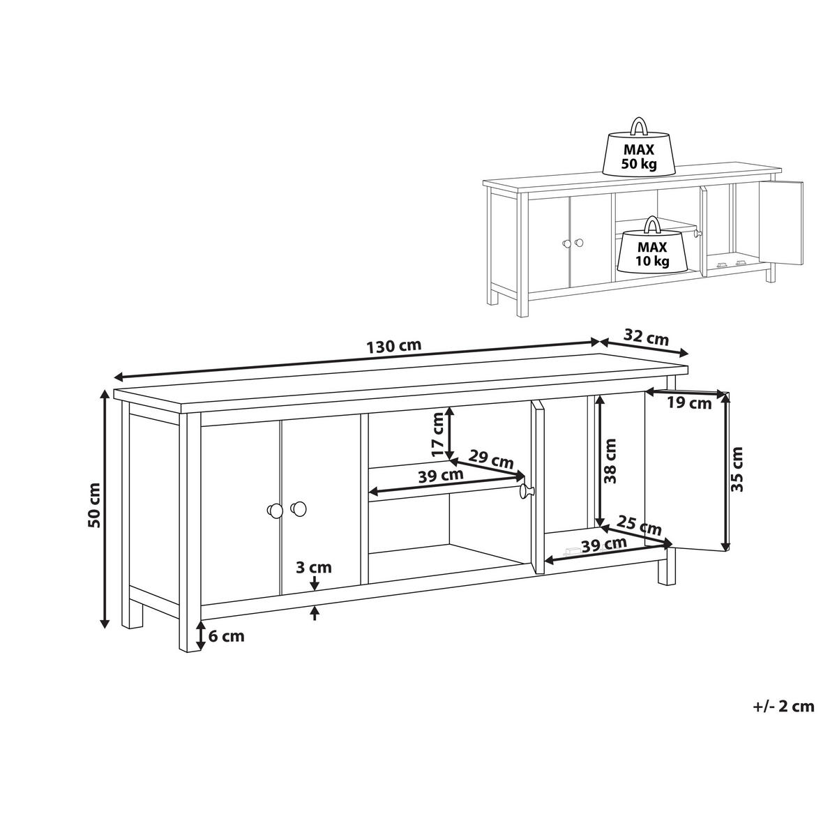 TV-MÖBEL Heller Holzfarbton Salton - Hellbraun, Holzwerkstoff (130/50/32cm) - Beliani