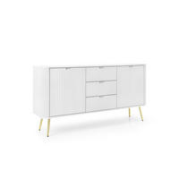 KOMMODE Breite ZOVA Weiß-Gold, 168x87x39cm 3 Schubladen, 2 Schränke - Goldfarben/Weiß, Holzwerkstoff/Kunststoff (168/87/39cm) - DomoHome