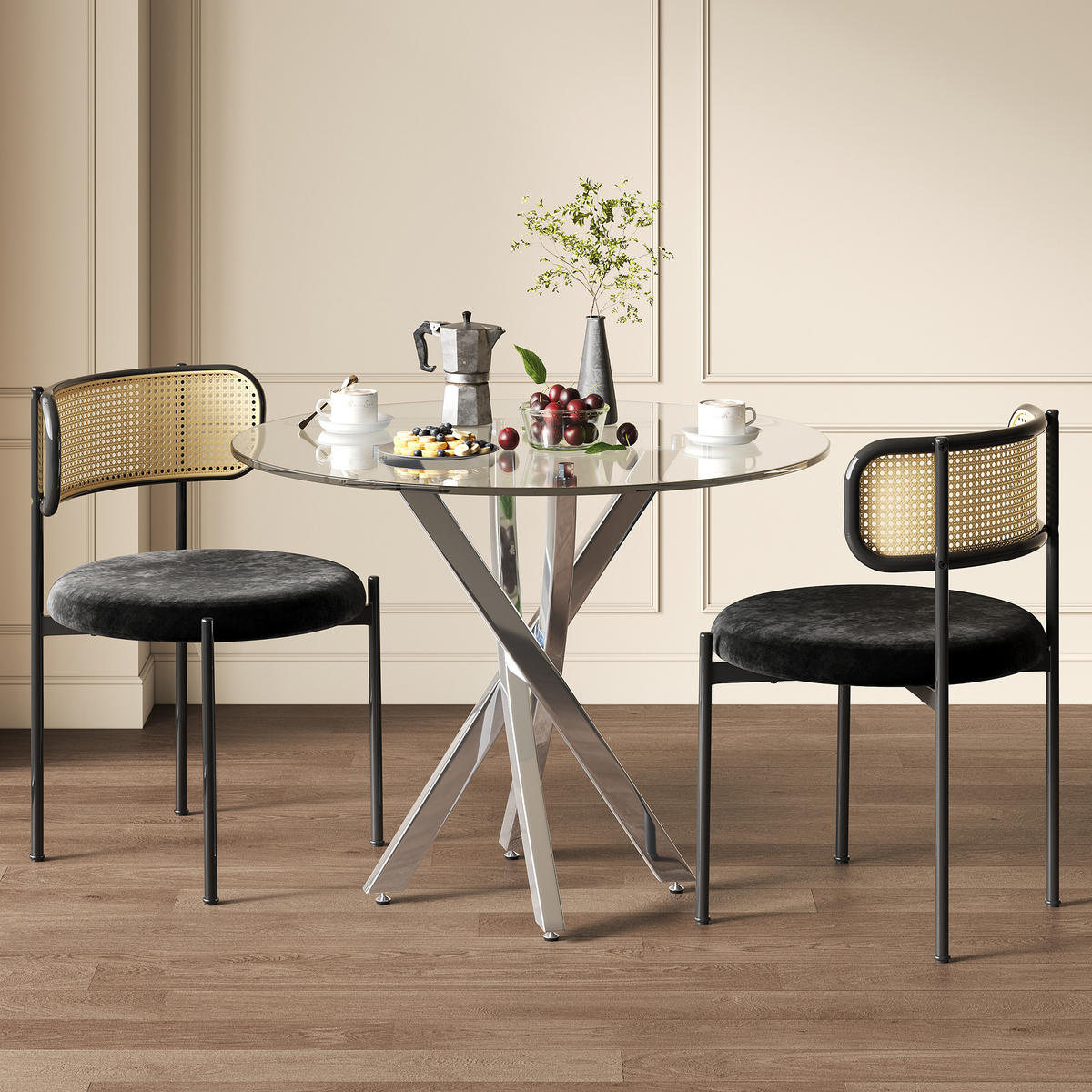 GLASESSTISCH 80/80/75 cm in Silber – modern für 2–4 Personen - Silberfarben, Glas (80/80/75cm) - BEAOK