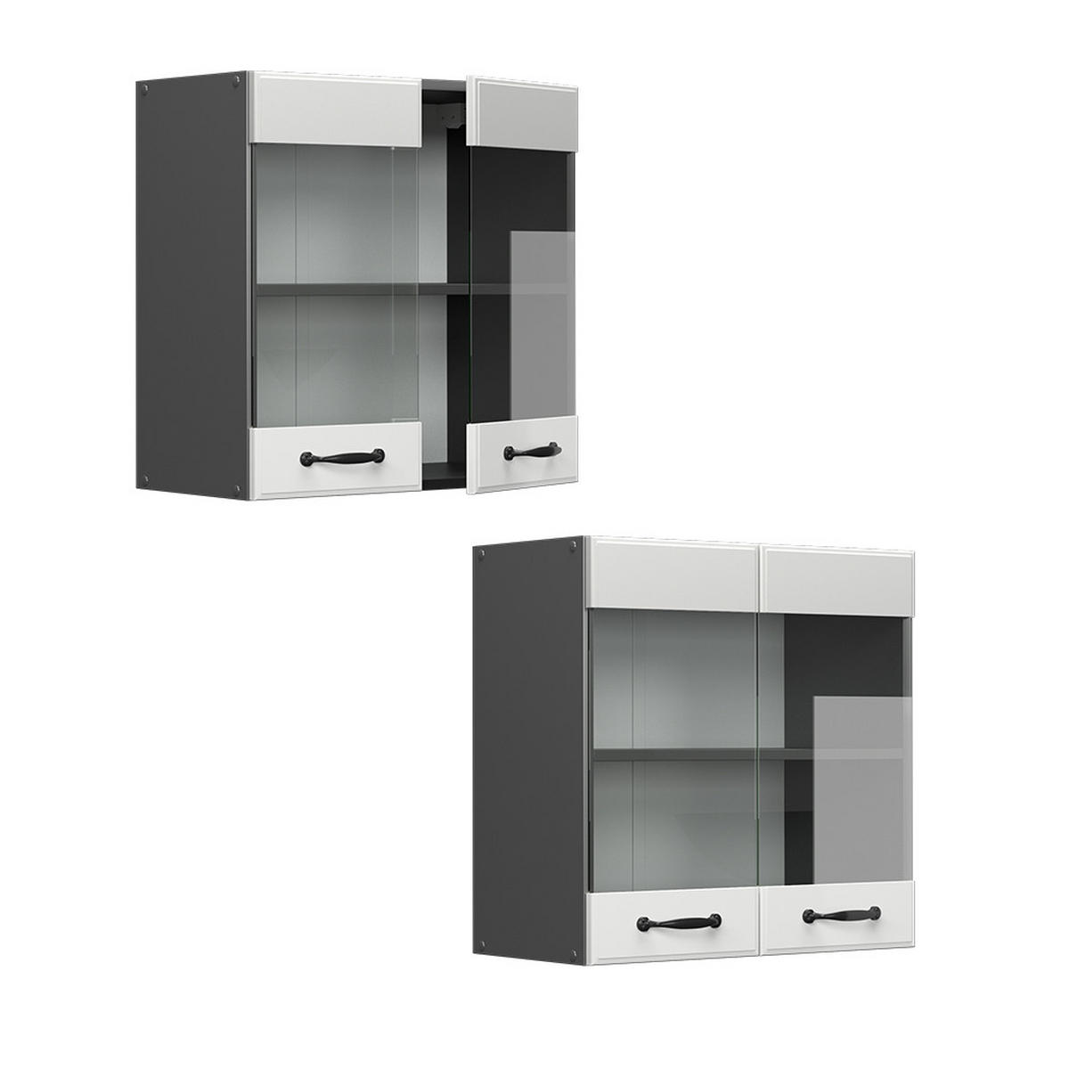 KÜCHENGLASSCHRANK R-Line Weiß Landhaus 60 cm - Anthrazit/Weiß, Holzwerkstoff (60/60/31cm) - Vicco