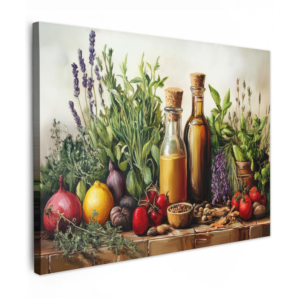 MuchoWow OBRAZ NA PLÁTNĚ Zátiší - Bylinky - Koření - Ovoce - Barevné 80x60 cm