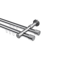 INNENLAUF-GARDINENSTANGEN-SET Prestige Santo 420 cm (geteilt in 3 x 140 cm), 2-läufig, 20 mm Ø Chrom - Chromfarben, Metall (420cm) - INTERDECO