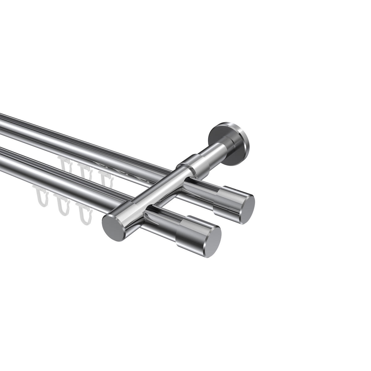 INNENLAUF-GARDINENSTANGEN-SET Prestige Santo 420 cm (geteilt in 3 x 140 cm), 2-läufig, 20 mm Ø Chrom - Chromfarben, Metall (420cm) - INTERDECO