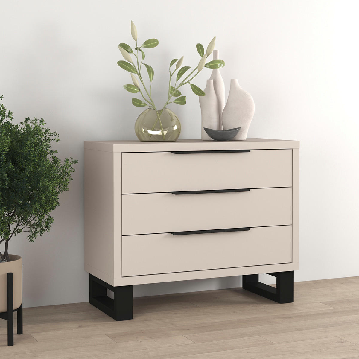 KOMMODE Eden Kaschmir - Beige, Holzwerkstoff (99.3/82.7/45cm) - Petits-meubles