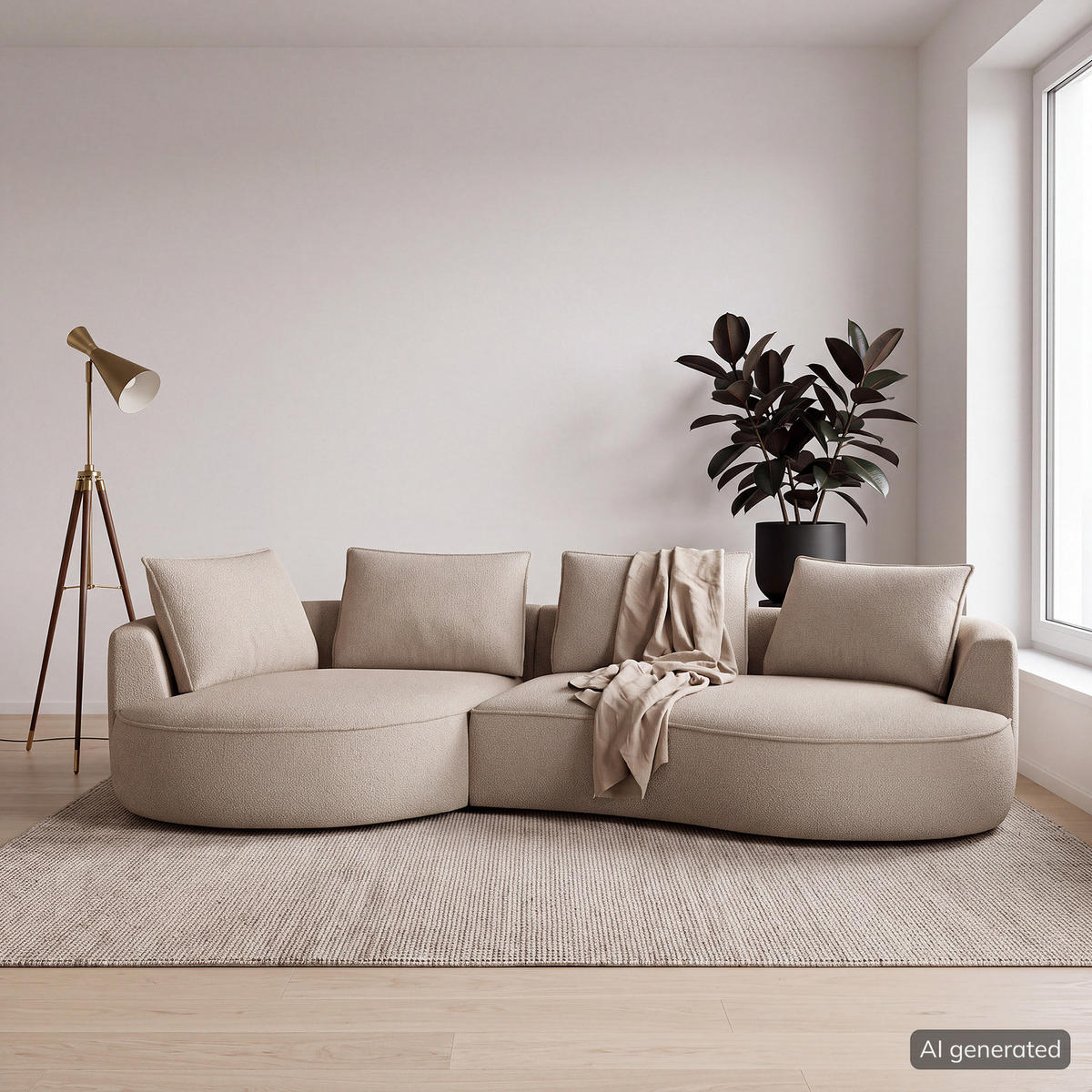 BIGSOFA - Beige/Schwarz, Kunststoff/Textil (322/82/154cm) - home24