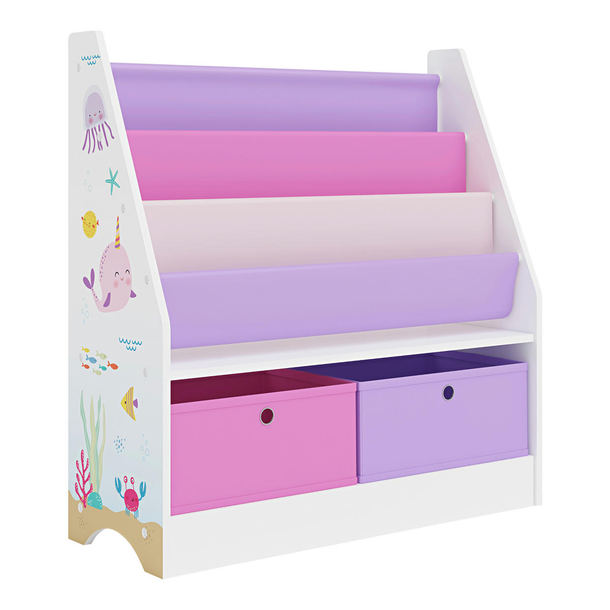 KINDERREGAL Neda - Pink/Lila, Holzwerkstoff/Textil (71/74/23cm) - [en.casa]