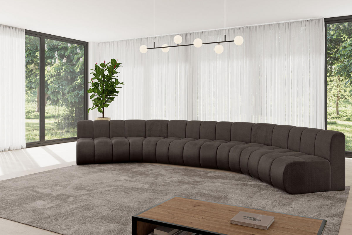 WOHNLANDSCHAFT modulares Sofa Montra-U1 - 490x174x70 cm Braun - Braun, Holzwerkstoff/Textil (490/70/174cm) - ALTDECOR