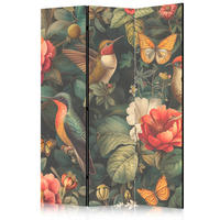 PARAVENT Akustik 3-tlg 135x172 cm V gel und Blumen - Multicolor, Holz/Textil (135/172/3cm) - Muralo
