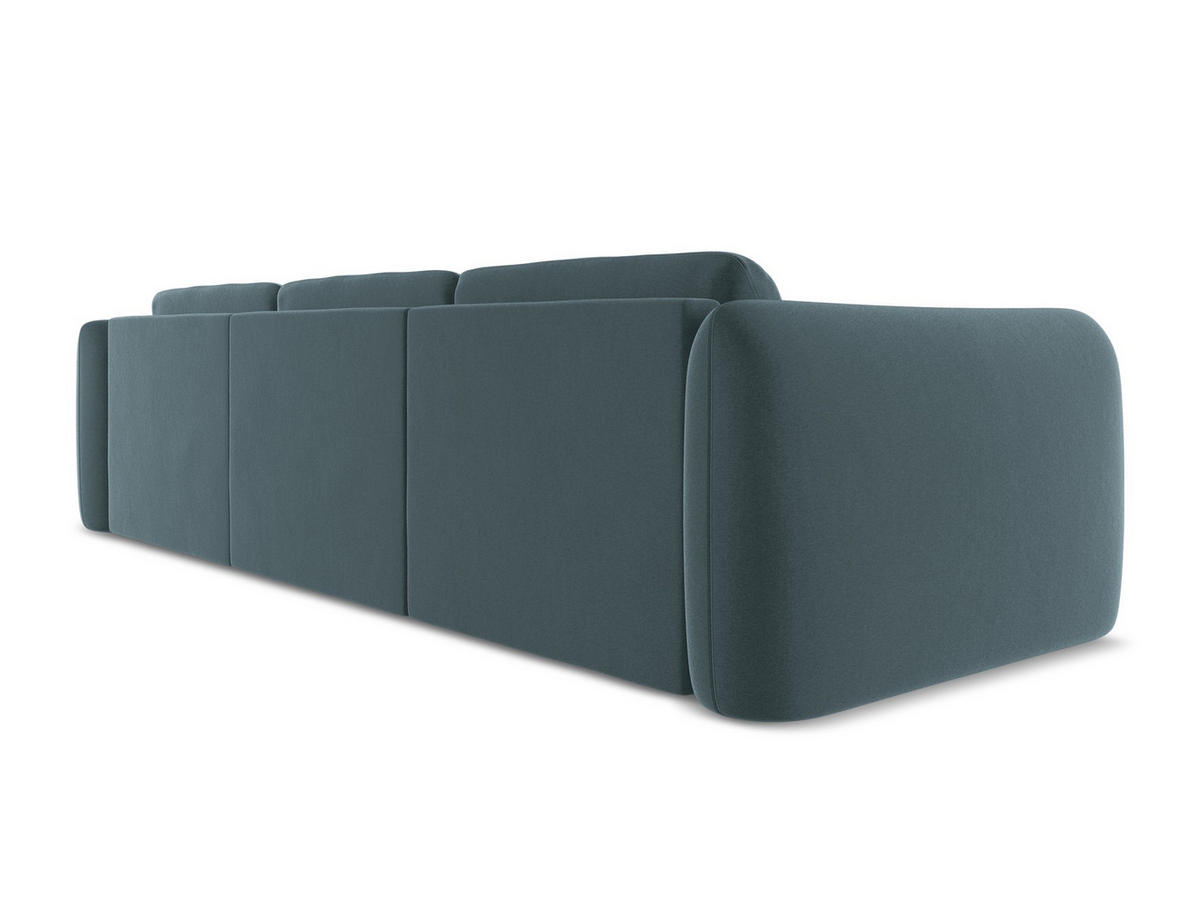 ECKSOFA Rechts Samt Stoff Blau - Blau/Petrol, Kunststoff/Textil (290/170cm) - Makamii
