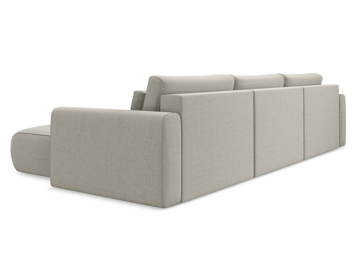 WOHNLANDSCHAFT Samt Stoff Creme - Perlmutt/Creme, Kunststoff/Textil (340/82/149cm) - Makamii