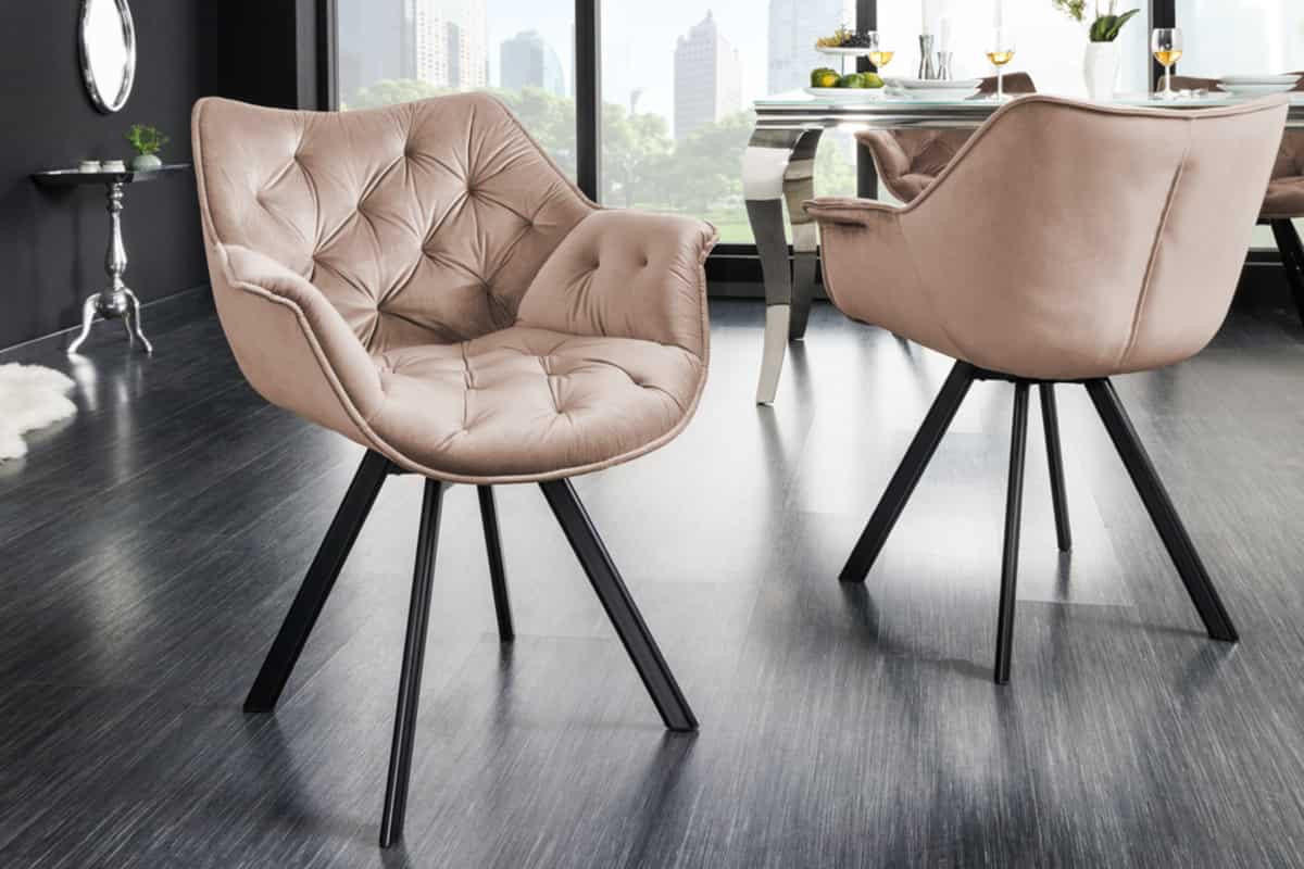 STUHL THE DUTCH COMFORT Samt Champagner 80 cm - Champagner/Beige, Textil/Metall (68/81/65cm) - riess-ambiente