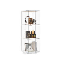 DREHVITRINE 360° mit RGB LED, 3 Ebenen, Glasvitrine weiß für Deko - Weiß, Glas (38/121/38cm) - SHOPENTRA
