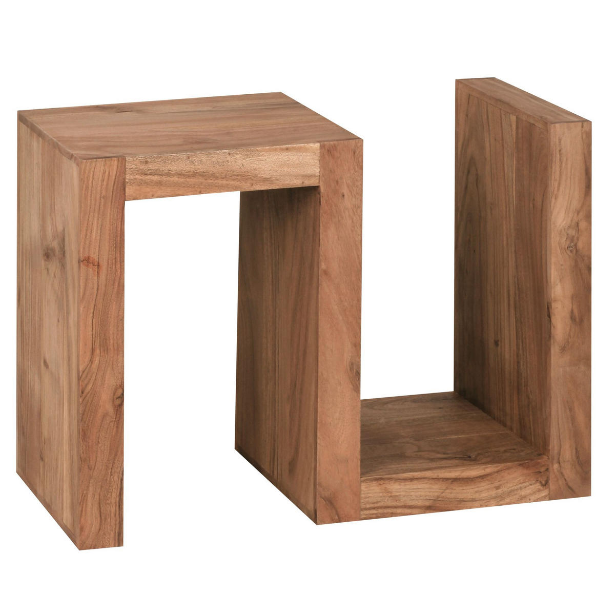 BEISTELLTISCH Massivholz S-Form Handgefertigt, Beige 44x30x60 cm - Beige, Holz (30/44/60cm) - KADIMA DESIGN
