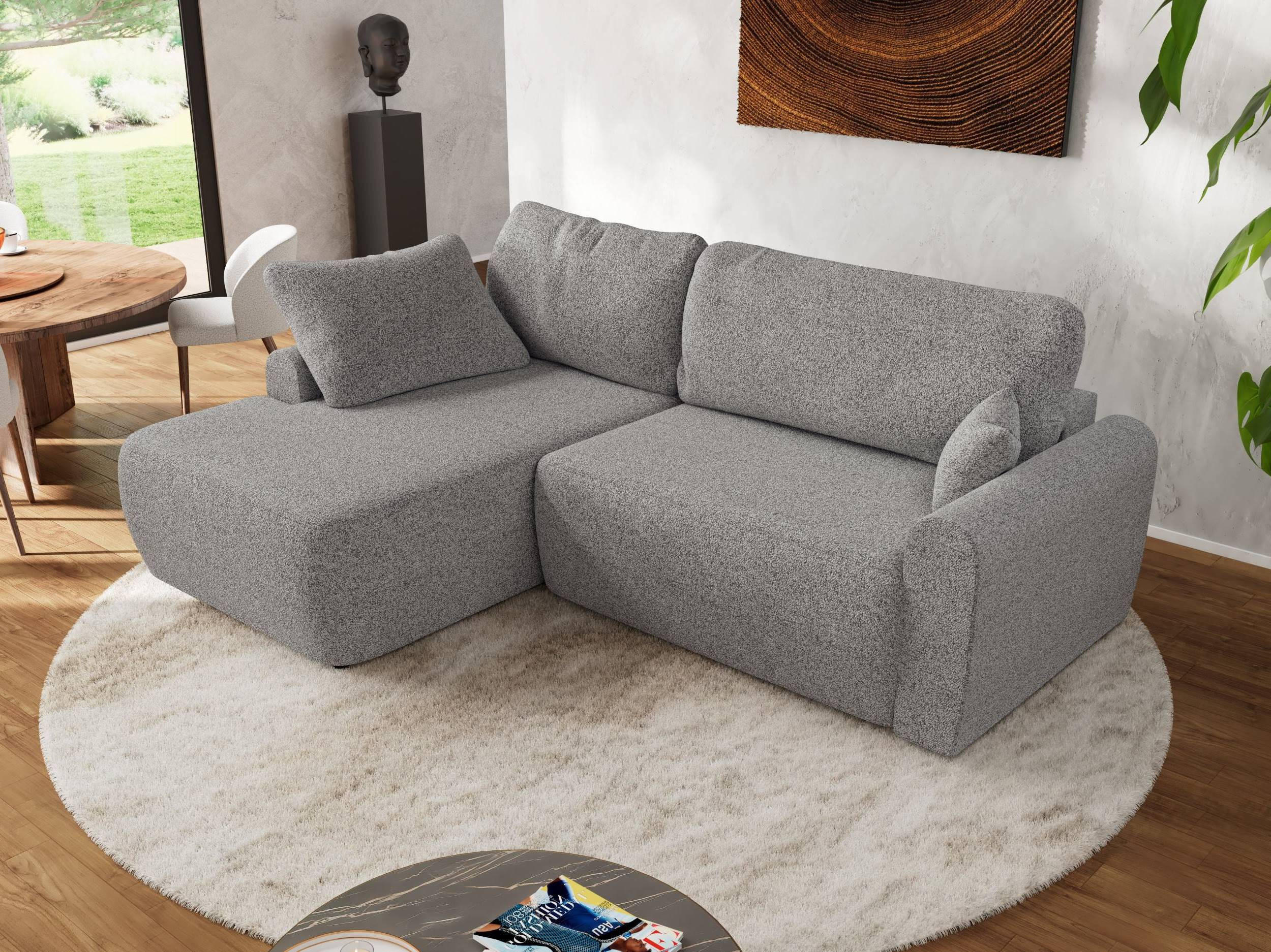 ECKSCHLAFSOFA CUBO L Hellgrau Struktur - links - Hellgrau/Schwarz, Kunststoff/Textil (273/187cm) - MKS