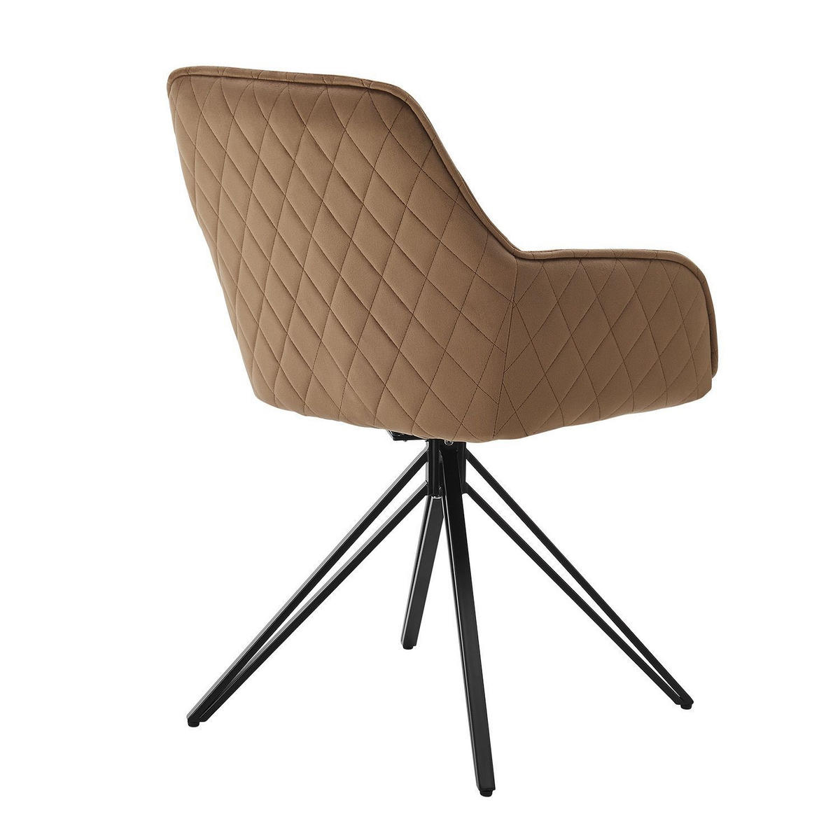 DREHSTUHL Clyde mit Armlehne samt hellbraun (2er-Set) - Hellbraun, Textil (57/85/61cm) - Juskys