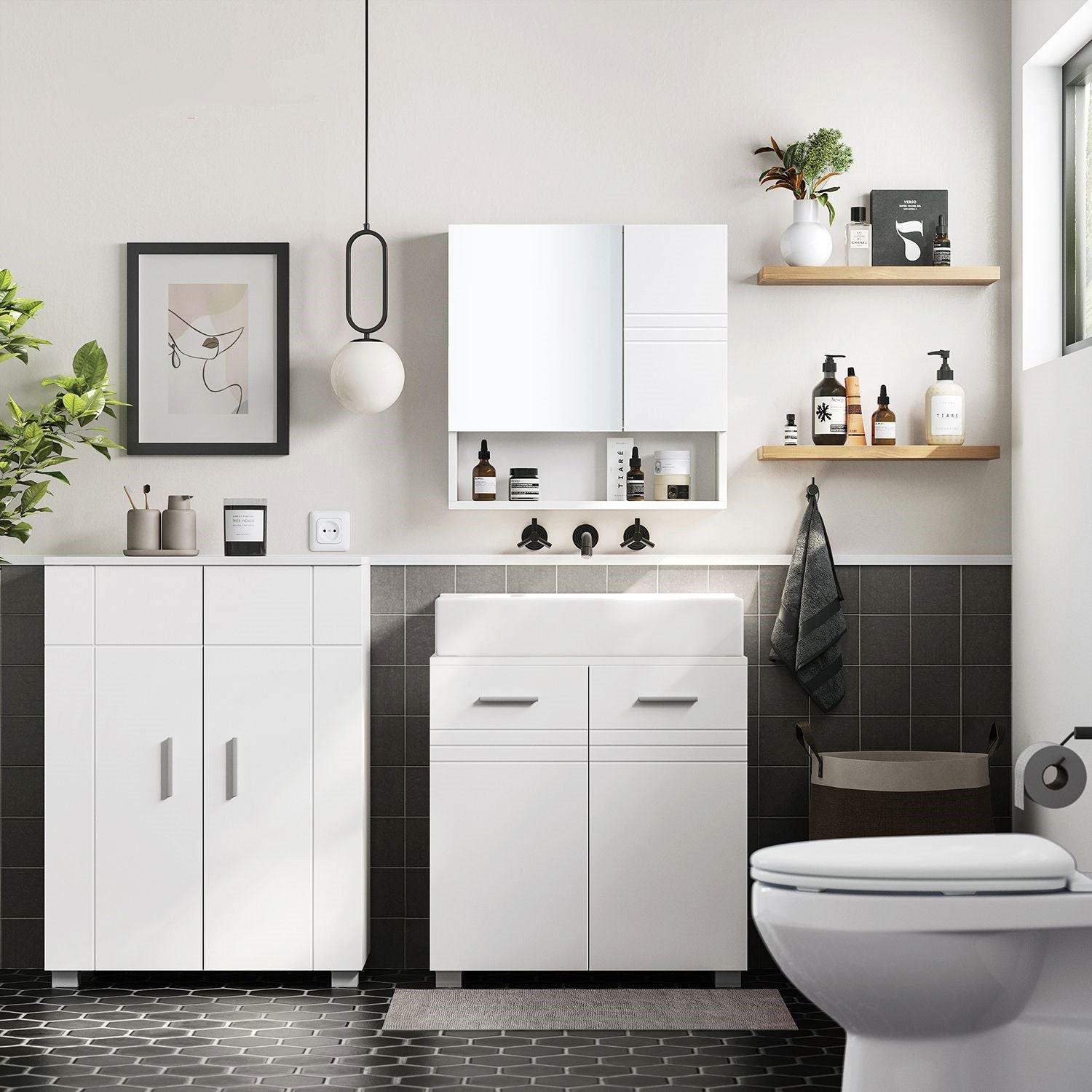 WASCHBECKENUNTERSCHRANK - Grau, Holzwerkstoff (30/63/60cm) - Hansiro