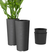 BLUMENTOPF-SET DE-10870 2er stapelbar mit Löchern 35x35 cm Dunkelgrau - Dunkelgrau, Kunststoff (60cm) - ComfortXL
