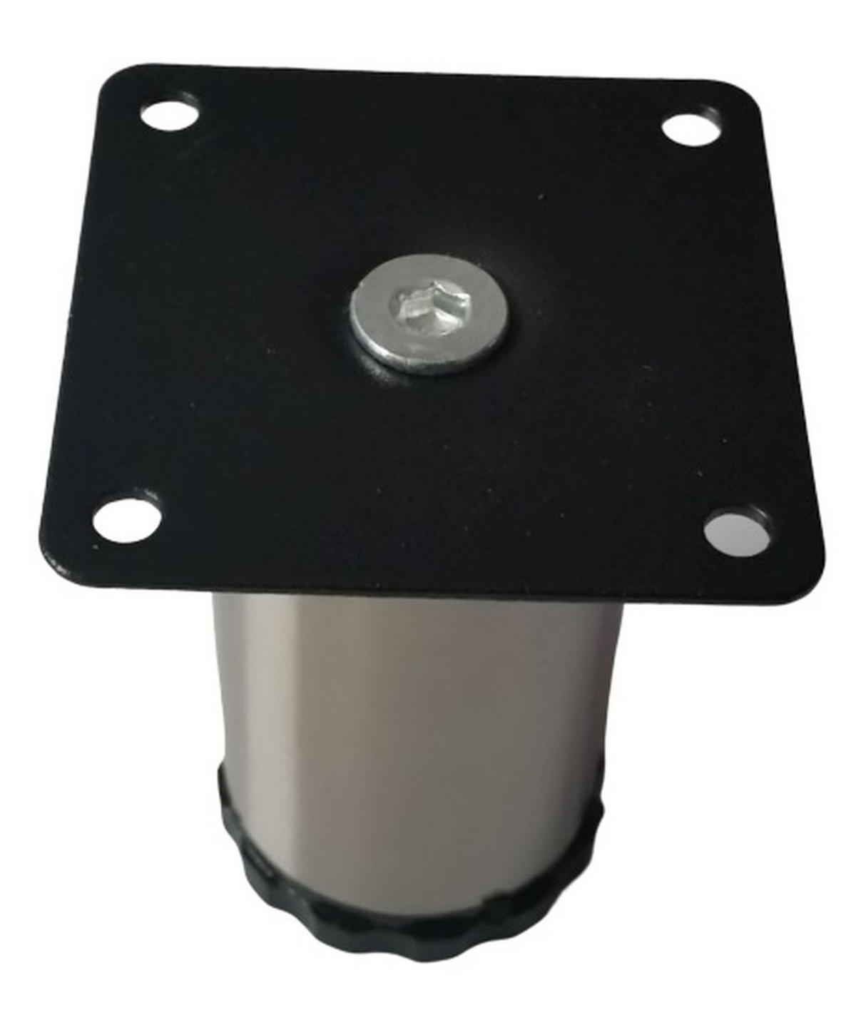 MÖBELFUSS 60mm höhenverstellbar +25mm Möbelbein Ø 42mm Stützfuss Edelstahloptik - Edelstahlfarben, Metall (4.2/6/8.5cm) - Livingpoint24