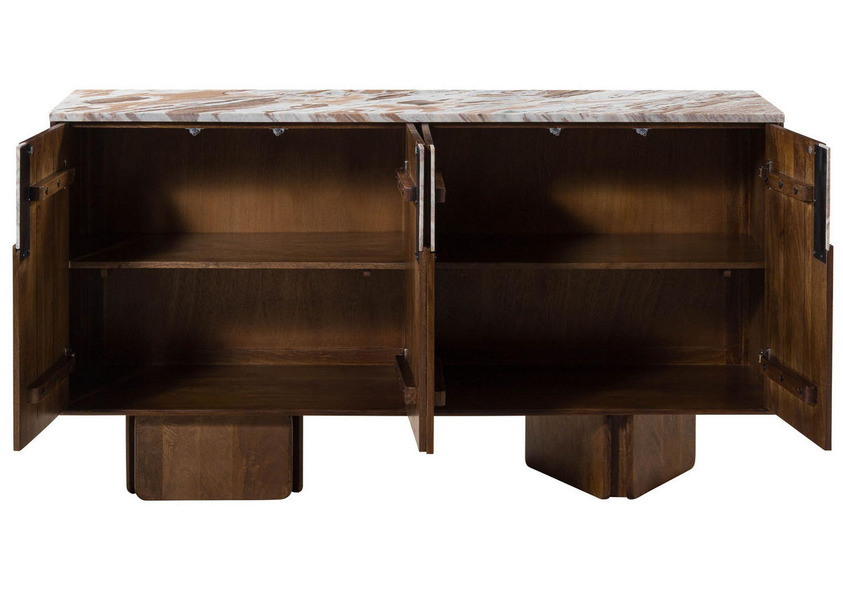 SIDEBOARD Mango 160x45x85 braun lackiert LUGANO #201 - Braun, Holz (160/85/45cm) - Massivmoebel24