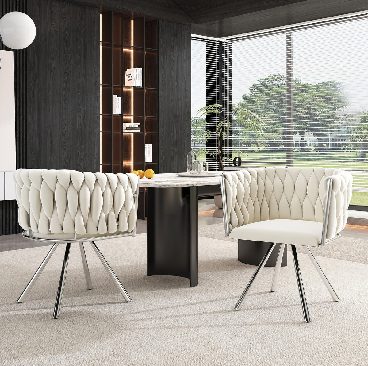 ESSZIMMERSTUHL 4er-Set drehbar Samt Beige Silber - Beige, Metall (54/72/59.2cm) - Meubliv