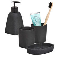 BADACCESSOIRES - Dark Stone, 4-teiliges Set - Schwarz, Stein (7.1/15.7/7.1cm) - Zeller Present