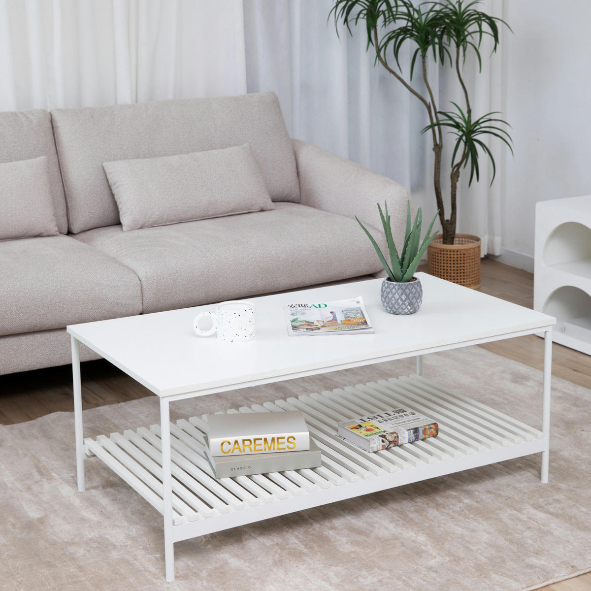 COUCHTISCH AMAL rechteckig weiß - Weiß, Holz (60/110/45cm) - SVITA