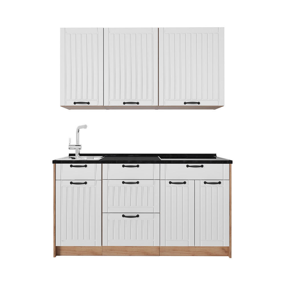 Vicco JEDNOTKOVÁ KUCHYNĚ Fame-Line, Bílý venkovský dům/Zlatý mocný dub, 150 cm, PD Antracit