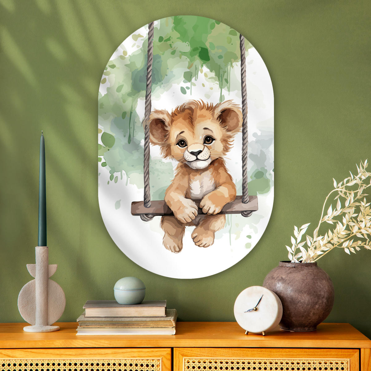 WANDBILD Löwe - Tier - Kinder - Dschungel 60x90 cm - Hellbraun, Kunststoff (60/90cm) - MuchoWow