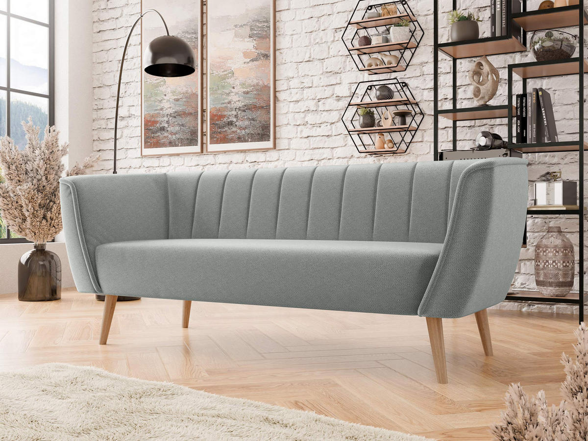SOFA Pas 3 - Naturfarben/Grau, Holz/Textil (182/75/74cm) - MIRJAN24