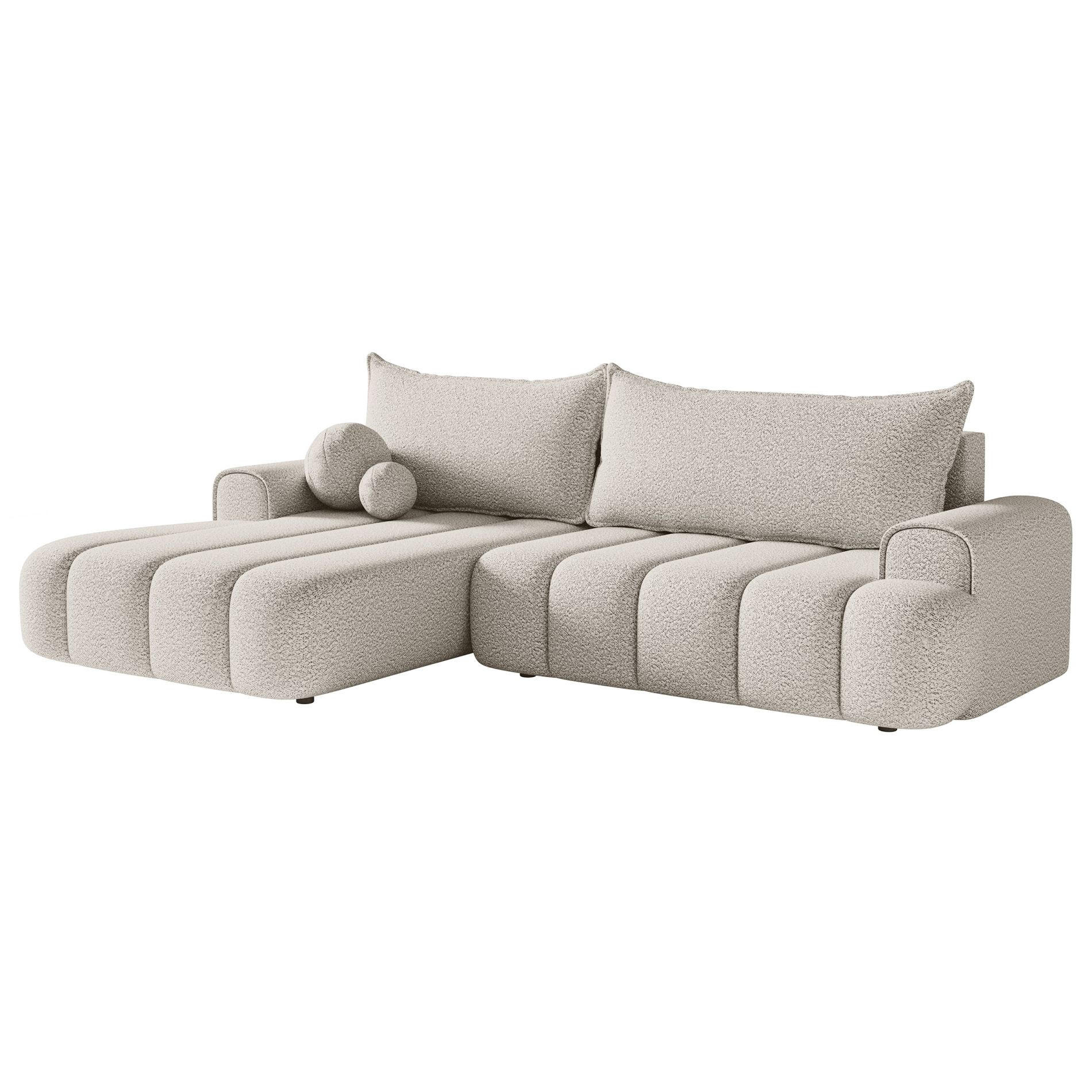 ECKSOFA Dandelino Creme mit Bouclé-Bezug, links - Creme/Schwarz, Kunststoff/Textil (275/168cm) - Selsey