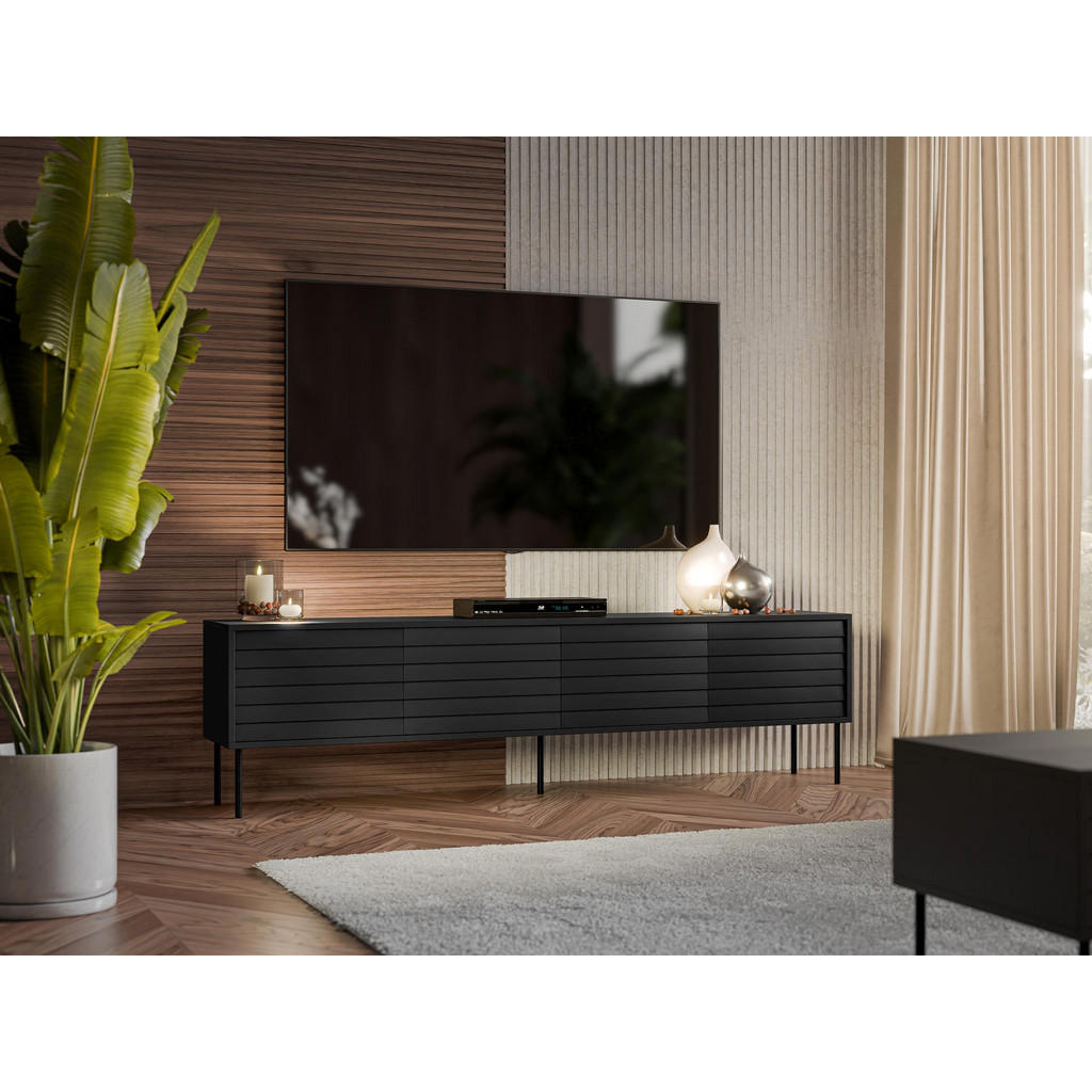 Thumbnail - Mirjan24 Tv-Lowboard, Schwarz, Holzwerkstoff, Holz Optik, Rechteckig, 200x55x40 cm, Wohnzimmer, Wohnwände, Lowboards, Lo...