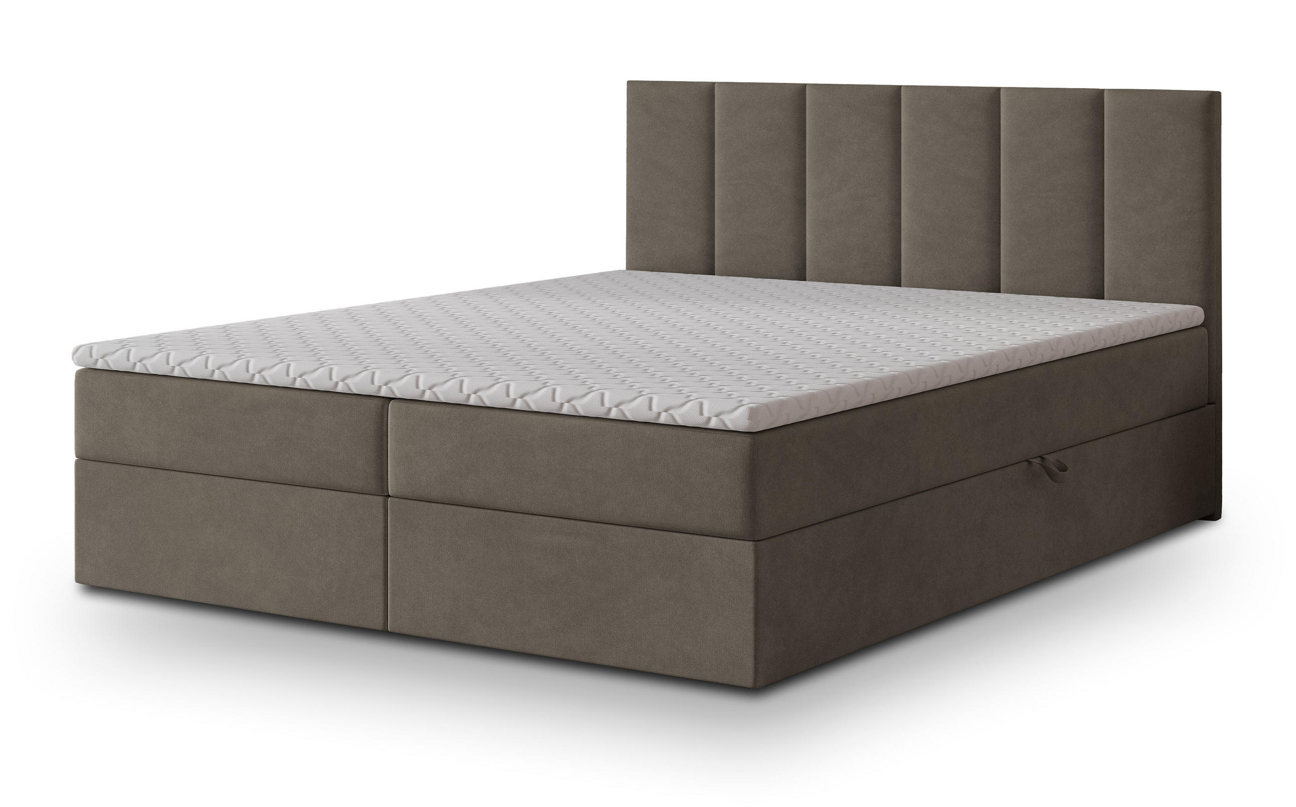 POSTEL BOXSPRING MERIL 180x200 cm, s matrací a úložným prostorem, hnědá - hnědá, kompozitní dřevo/textil (180/200cm) - MASSENO