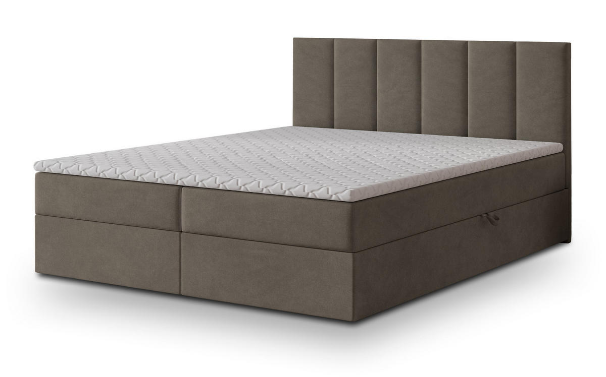 POSTEL BOXSPRING MERIL 180x200 cm, s matrací a úložným prostorem, hnědá - hnědá, kompozitní dřevo/textil (180/200cm) - MASSENO