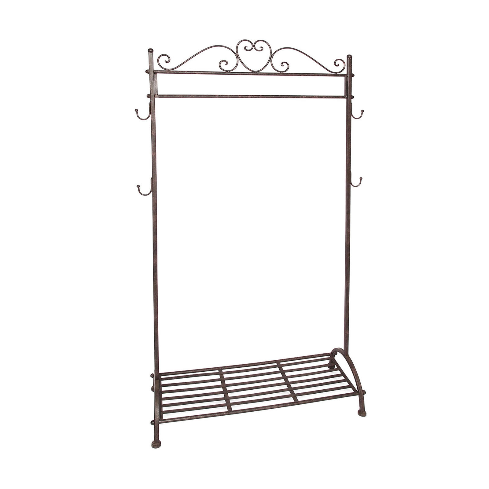KLEIDERSTÄNDER NOSTALGIE Eisen, freistehend mit Schuhablage antik-braun - Braun, Metall (81/158/36cm) - DESIGN DELIGHTS