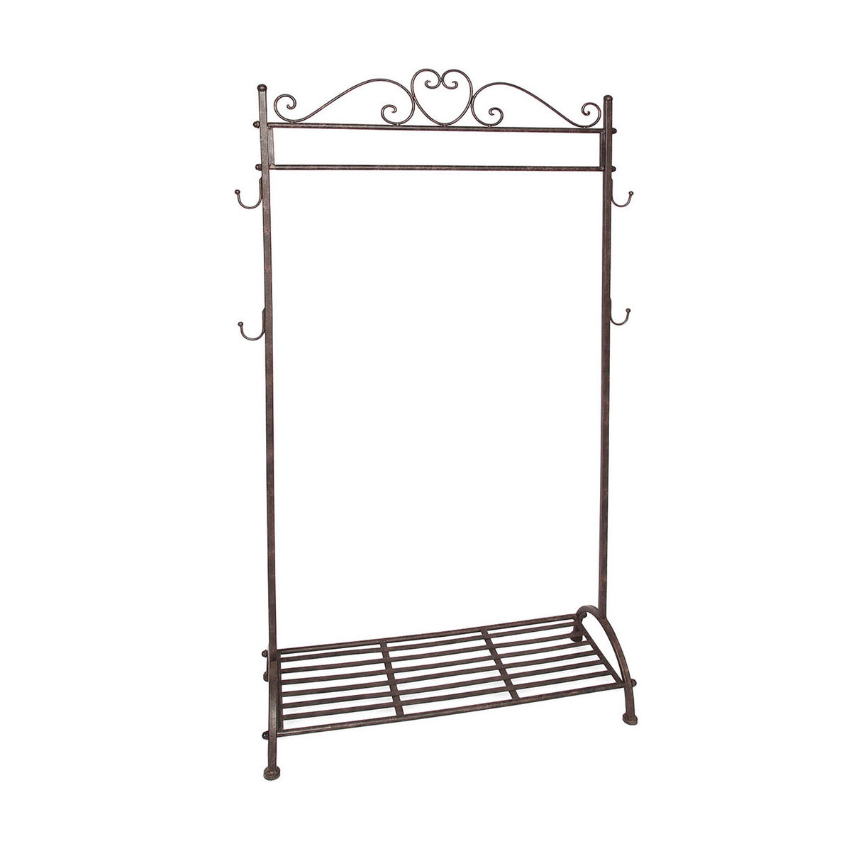 KLEIDERSTÄNDER NOSTALGIE Eisen, freistehend mit Schuhablage antik-braun - Braun, Metall (81/158/36cm) - DESIGN DELIGHTS