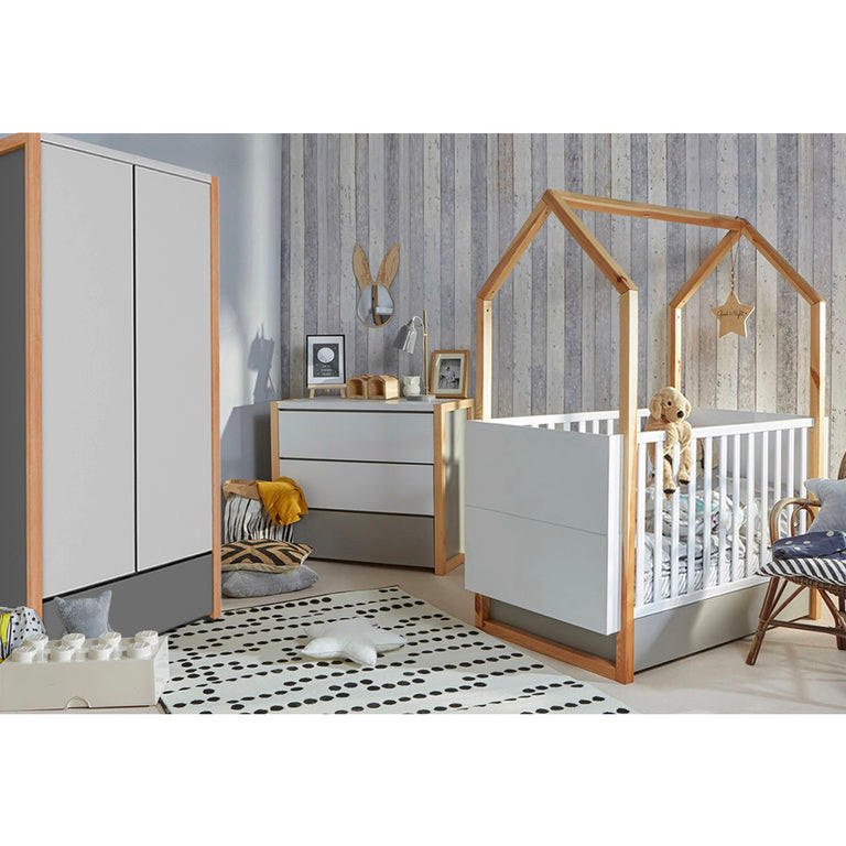 SOBA ZA BEBE 3-dijelni Bijela i siva - bijela, drvni materijal (144/86.5/80cm) - Petits-meubles