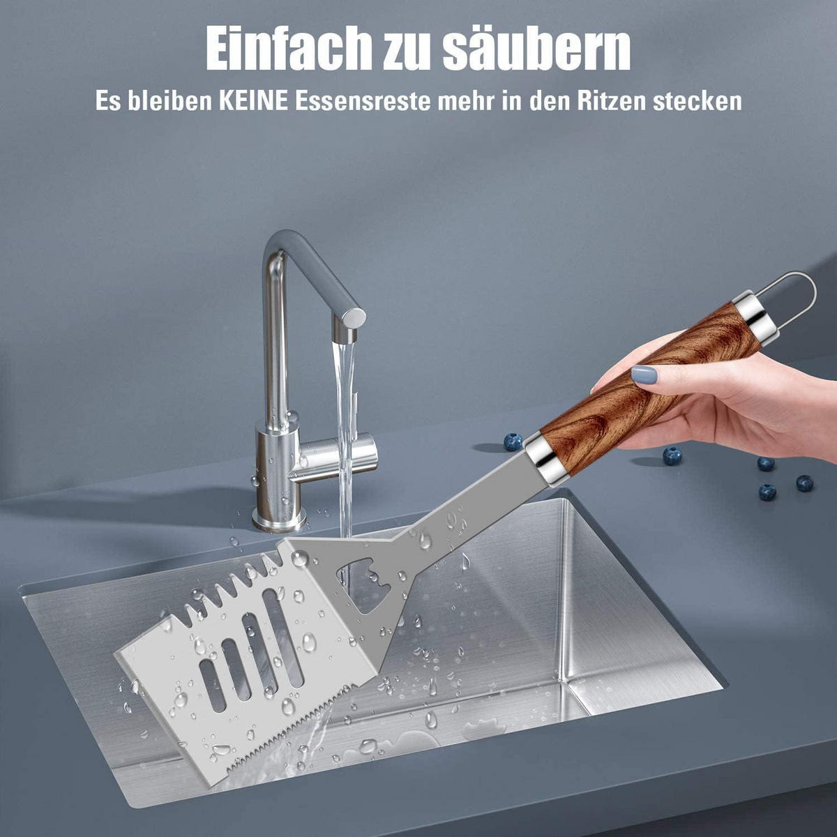 GRILLBESTECK 26-teiliges Set Edelstahl mit Koffer und Fleischthermometer - Braun, Metall (44.5cm)