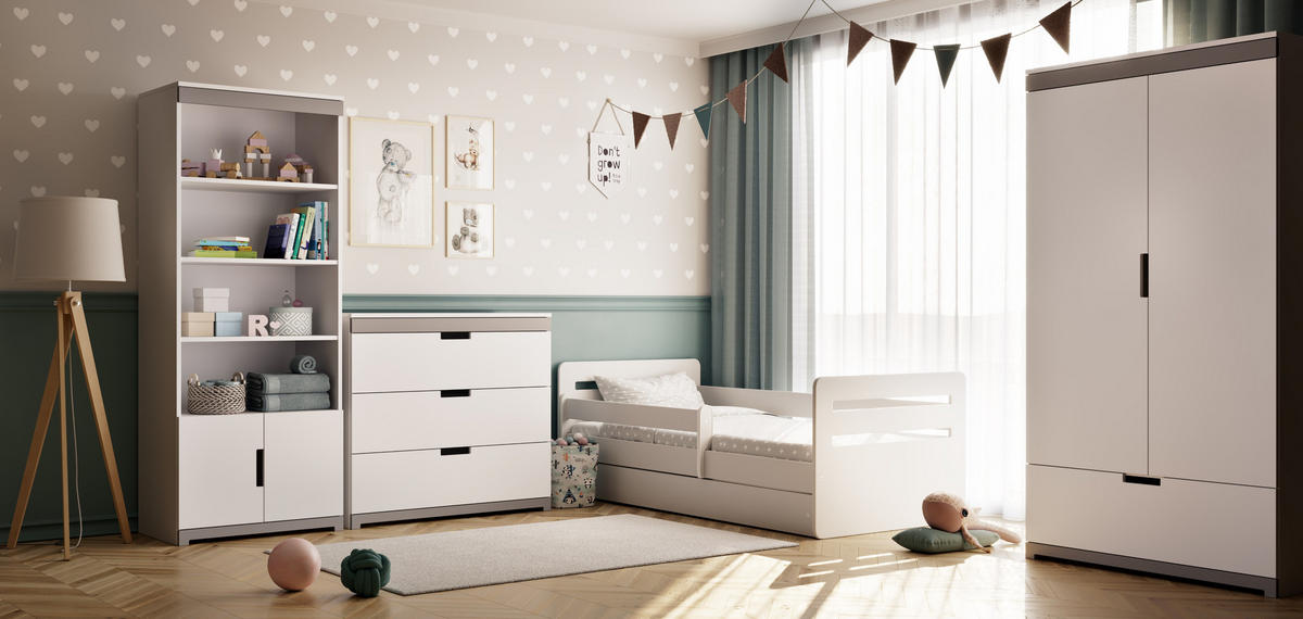 KINDERBETT Tomi mit Schublade ohne Matratze 90/65/144 - Weiß, Holzwerkstoff (80/140cm) - RAUMHIRSCH FURNITURE