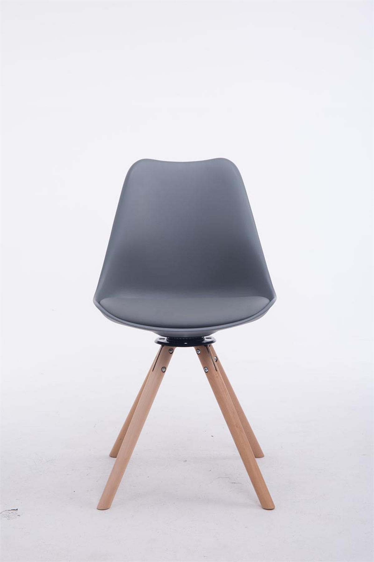 STUHL Lederlook grau - Eukalyptusholzfarben/Grau, Holz/Textil (48/84/56cm) - CLP