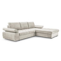 ECKSOFA SANDRO Beige Geflochtener Stoff mit Schlaffunktion - Beige, Holz (277/201cm) - MASSENO