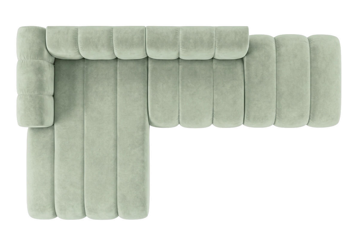 ECKSOFA Modulares In L-Form Mit Hocker, Velvet-Stoff Riviera, Mintz, Links, GRAND Mini - Mintgrün, Holz (295/179cm) - Kaiser Möbel
