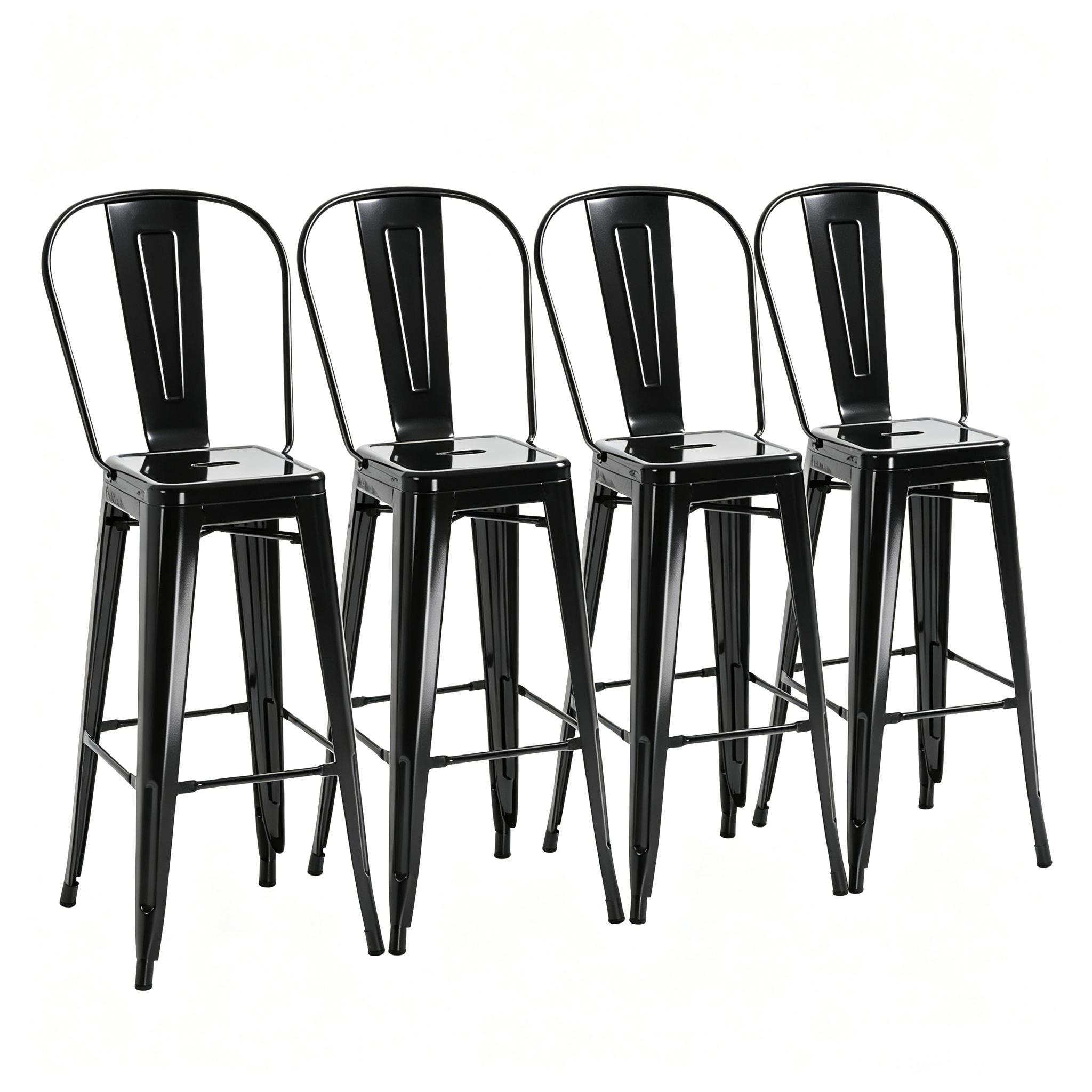 BARHOCKER DE-36237 4er Set stapelbar Schwarz - Schwarz, Metall (46/116/44cm) - ComfortXL