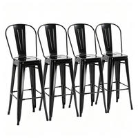 BARHOCKER DE-36237 4er Set stapelbar Schwarz - Schwarz, Metall (46/116/44cm) - ComfortXL