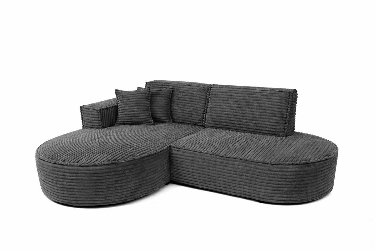 ECKSOFA L-Form, Cordstoff Velo, Dunkelgrau, Links, Modena Studio - Dunkelgrau, Holz (236/165cm) - Kaiser Möbel