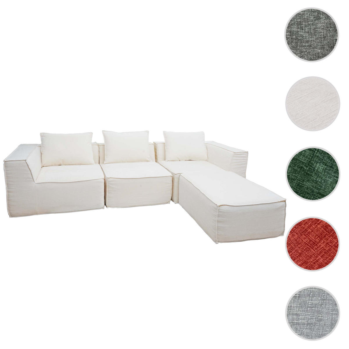 SOFA-GARNITUR Cremeweiß - Weiß, Textil (270/63/190cm) - MCW
