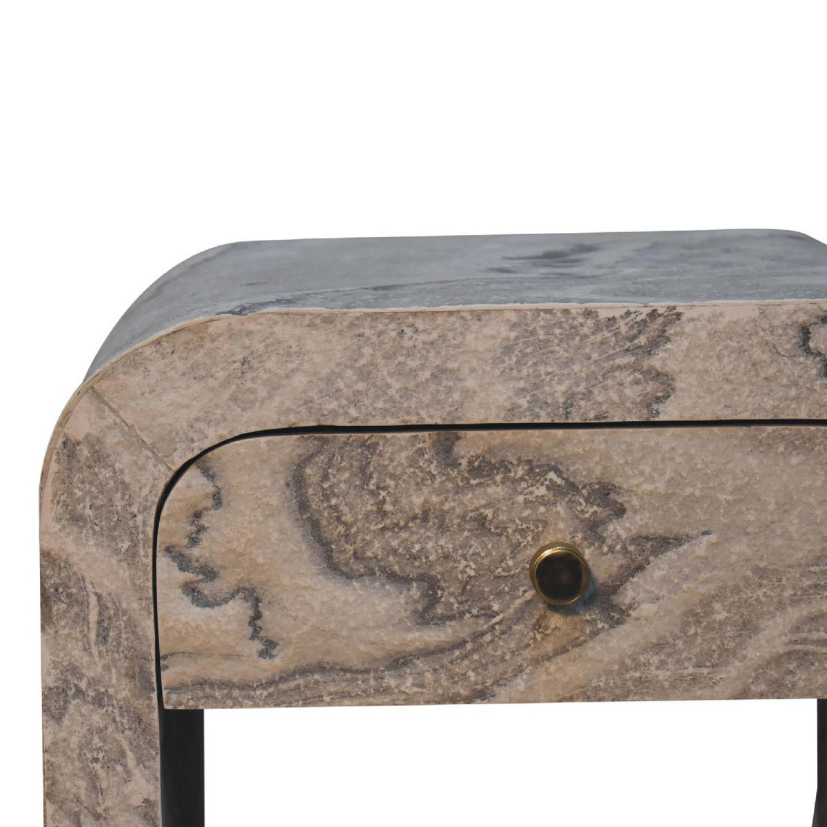 NACHTTISCH aus Massivholz - Messingfarben/Weiß, Holz/Metall (45/40/35cm) - Artisan Furniture