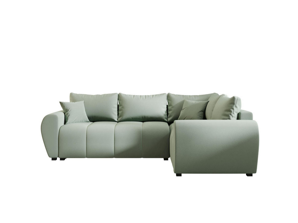 ECKSOFA MOLISA L PLUS Cosmic 16 Rechts mit Schlaffunktion - Hellgrün, Textil (235/175cm) - Bedante